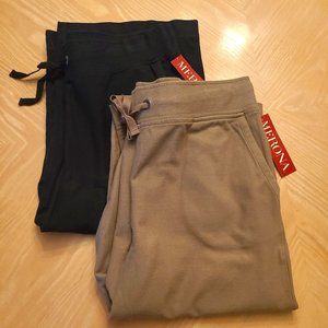 Merona Tan/Black Cotton Pull-On Tie Waist With Pockets Shorts Bundle - M